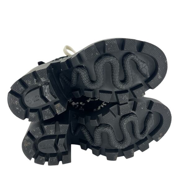 Gucci Tweed GG Monogram Lace Up Combat Ankle Boots - Picture 14 of 15